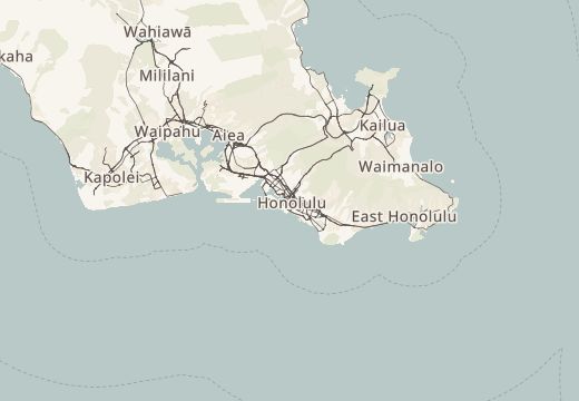 Map around Honolulu, Hawaii