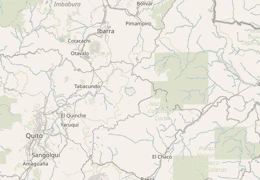 Map around Cayambe Volcano, Ecuador
