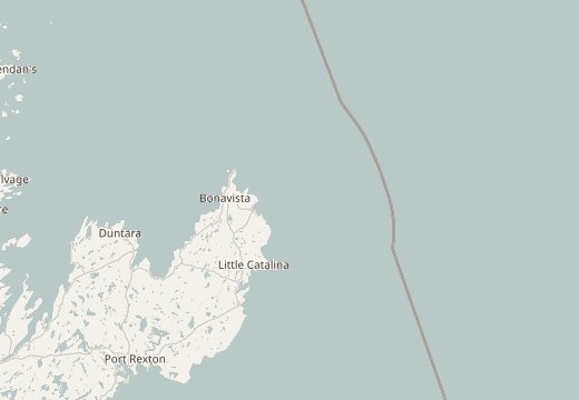 Map around Newfoundland, Canada