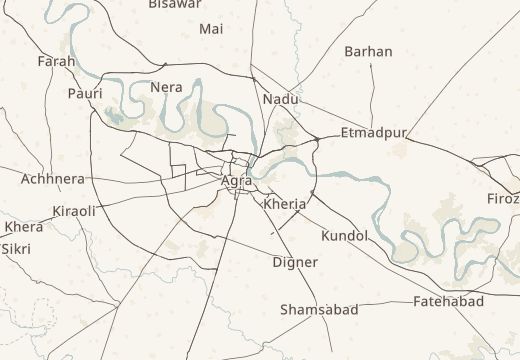 Map around Taj Mahal, Agra, India
