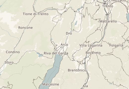Map around Arco Castle, Trentino