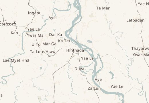 Map around Hinthada, Myanmar
