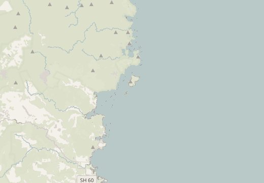 Map around Tasman Bay, South Island, New Zealand