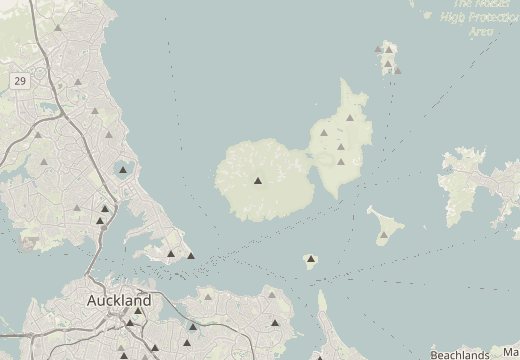 Map around Hauraki Gulf, Auckland, New Zealand