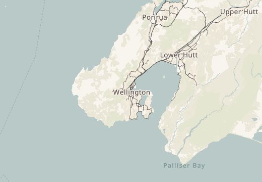Map around Wellington, New Zealand