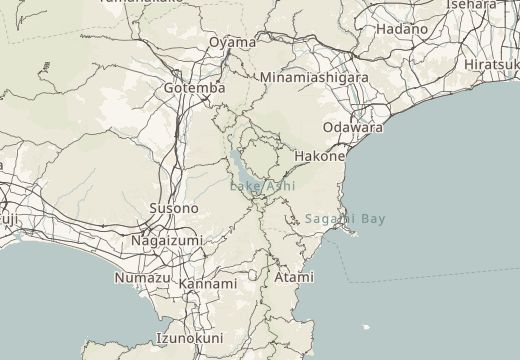 Map around Lake Hakone, Japan