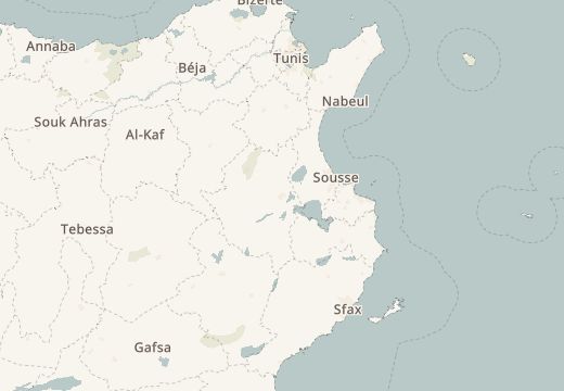 Map around Kairouan, Tunisia