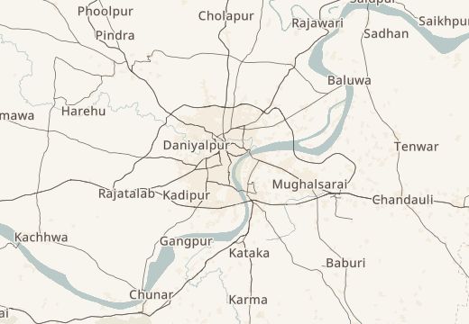 Map around Varanasi, India