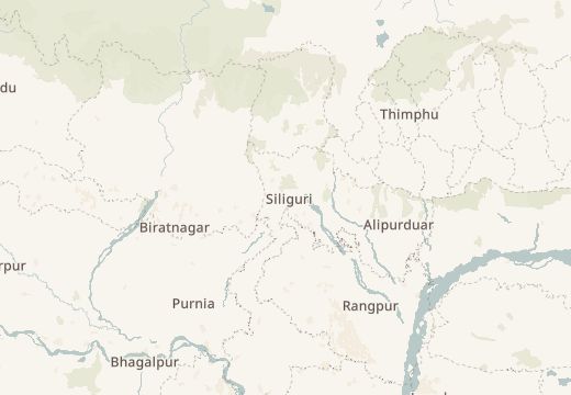 Map around Siliguri, Bengal, India