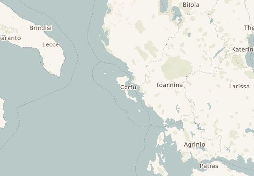 Map around Corfu, Greece
