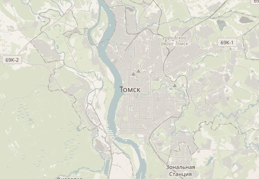 Map around Tomsk, Siberia, Russia