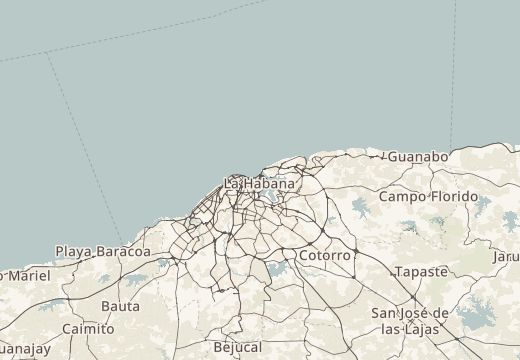 Map around Tacón Theatre, Havana, Cuba