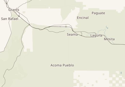 Map around Acoma Pueblo, New Mexico