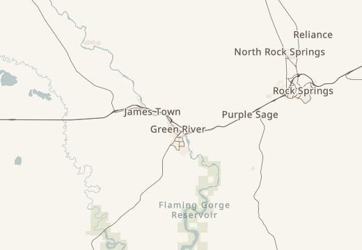 Map around Green River, Wyoming