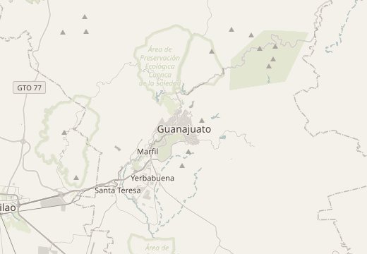 Mapa okolí: Guanajuato, Mexiko