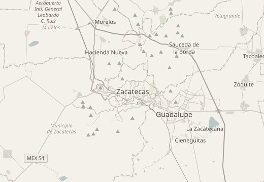 Map around Zacatecas, Mexico