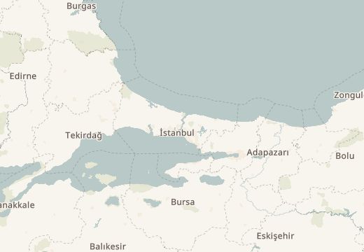 Map around The Bosphorus, Istanbul, Turkey