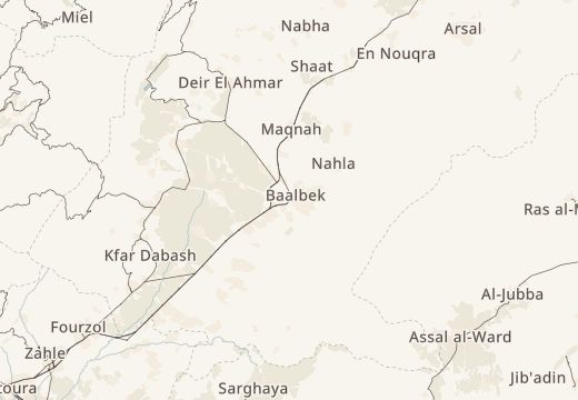 Map around Baalbek, Lebanon