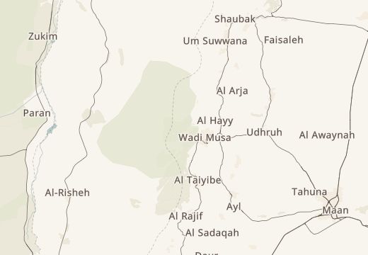 Map around Ad Deir, Petra, Jordan