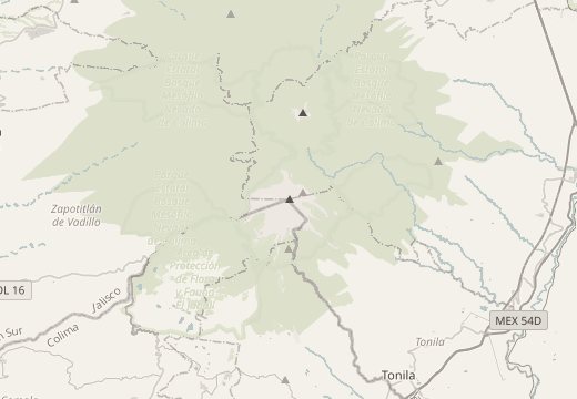 Map around Colima Volcano, Mexico