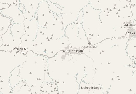 Map around Axum, Ethiopia