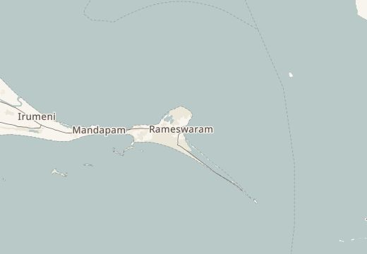 Map around Rameswaram, India