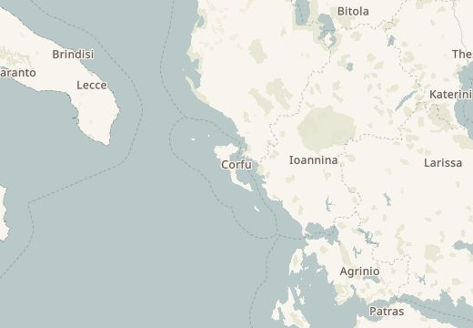 Map of Corfu, Greece