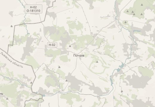 Map around Pochaiv, Ukraine
