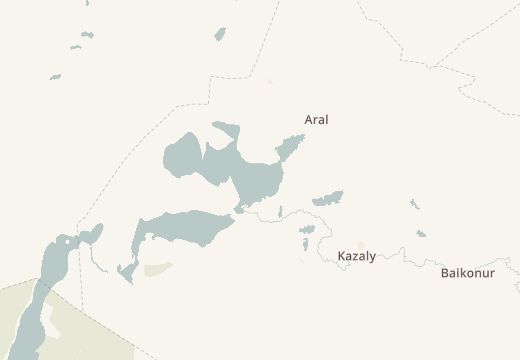 Map around Kosaral Island, Aral Sea, Kazakhstan