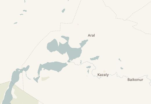 Map around Kosaral Island, Aral Sea, Kazakhstan