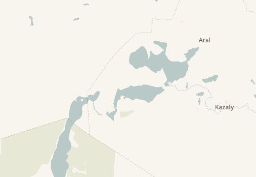 Map around Barsa-Kelmes Island, Aral Sea, Kazakhstan