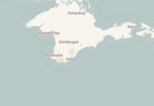 Map around Mount Kastel, Alushta, Crimea