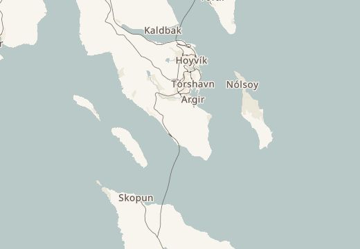 Map around Kirkjubøur, Streymoy, Faroe Islands