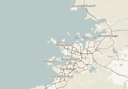 Map around Reykjavik, Iceland