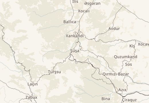Map around Shusha, Azerbaijan