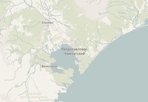 Map around Kamchatka, Russia